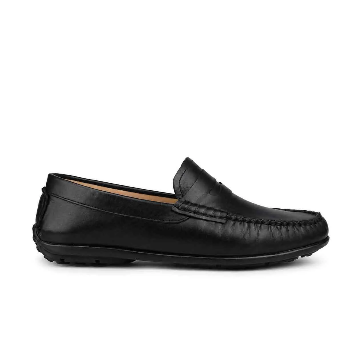 Moccasin pour homme confort 004 noir cuir   miniature